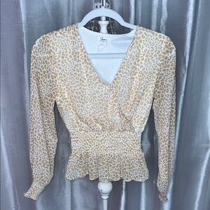 Japna  Elegant Cream and Gold Leopard Print Top